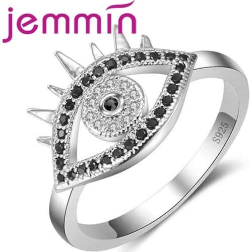 925 Sterling Silver Rings for Women Party Fashion Jewelry Vintage Style Black Eye Design CZ Cubic Zirconia Wholesale