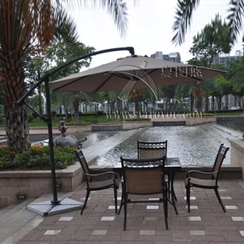 3 meter aluminum outdoor sun patio umbrella parasol garden furniture cover sunshade 360 degrees rotation(no stone base)