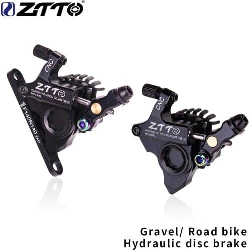 ZTTO Gravel Road Bike Hydraulic Disc Brake Flat Mount CX Rotor Brake Caliper CNC Bicycle Mechanical Wire Pull Cooling Pads 105