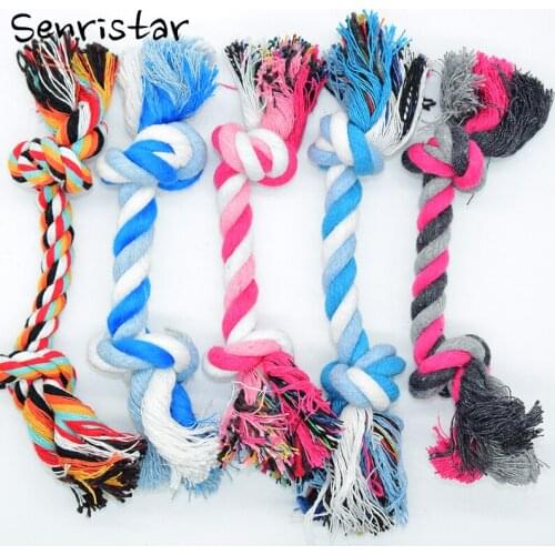 1pcs/lot Pet Toys for Dog Double Multicolor Knot Cotton Bite Rope Braided Bone Shape Puppy Chew Toy Cleaning Tooth Ropes Toys