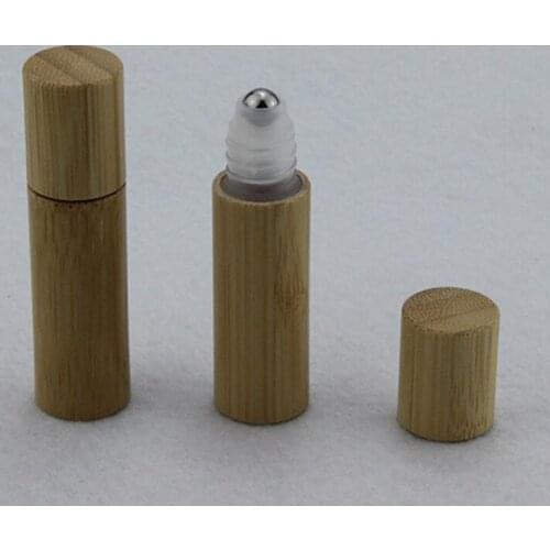 200pcs/lot 5ml bamboo roll on plastic perfume bottle, empty lotion cosmetics bottles for essential oil lin5019