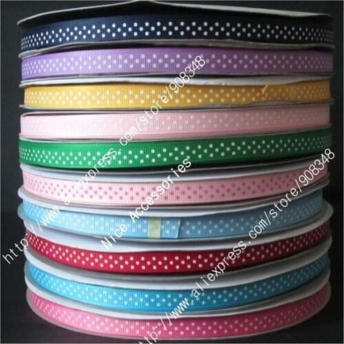 3/8'' 9mm Dots Printed grosgrain Ribbon Dotty spot gift Hair Ribbons Accessories DP09-25