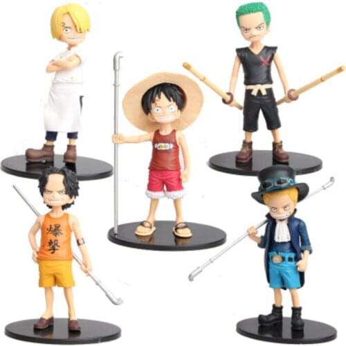 5pcs/lot Anime One Piece Luffy Ace Say Shanji Sauron PVC Cute Figure Model Toys
