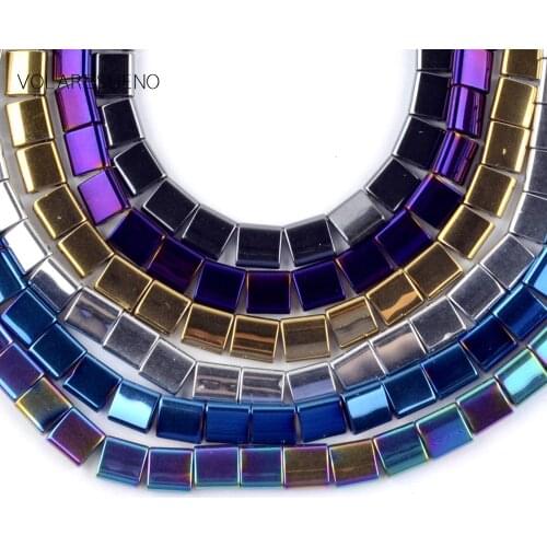 6 Colors Natural Hematite Stone Square Cube Beads For Jewelry Making Spacer Loose Beads 5*2/5*5/6*6/6*4mm Diy Bracelets 15inches