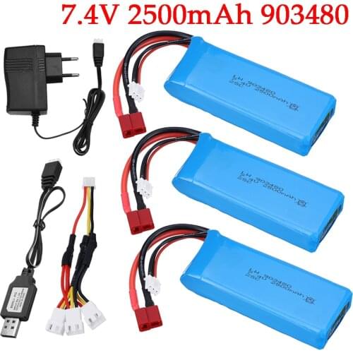 7.4V 2500mah Lipo battery for Wltoys 144001 104001 124019 124018 RC car battery spare parts 7.4v RC Cars Boats Trucks Battery 2S