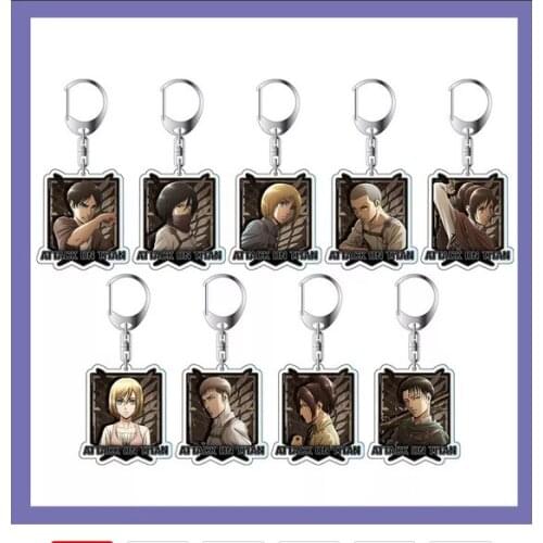 Anime Attack on Titan Square Q Version Cute Acrylic Keychain Mikasa Ackerman Armin Arlert Eren Jager Pendant Bag Keyring Gift