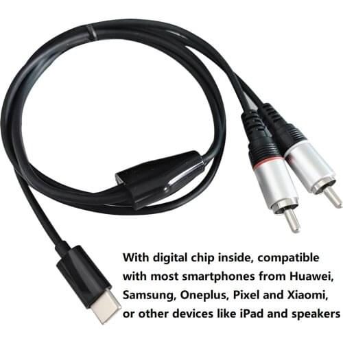 1m 3ft USB C RCA Audio Cable Type-C to 2 RCA Cable 2rca Jack Type C RCA Cable