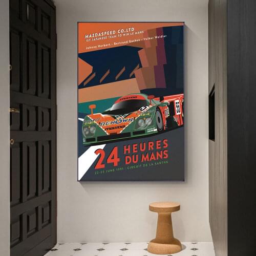 24 Hours Of Le Mans 1991 Car Poster On Canvas Painting Print Nordic Wall Art Picture For Living Noom Home Decoration Frameless