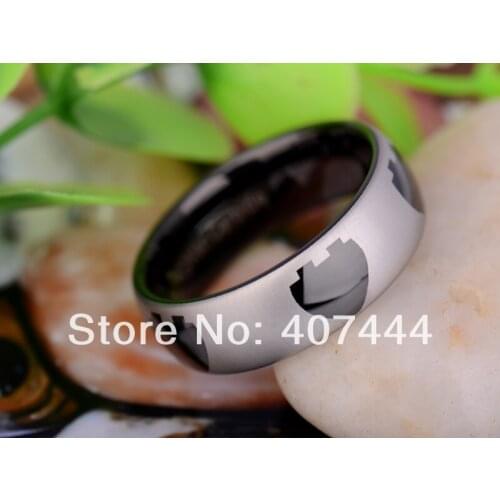 Free Shipping USA UK Canada Russia Brazil Hot Sales 8MM Black Dome Love Hearts Mens The New Ring Tungsten Carbide Wedding Ring