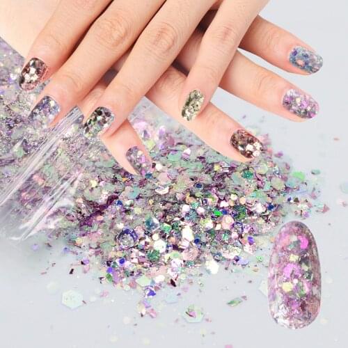 3.5g Nail Mermaid Glitter Flakes Sparkly Holographic Mix Laser Colorful Sequins Spangles Polish Manicure Nails Art Decoration