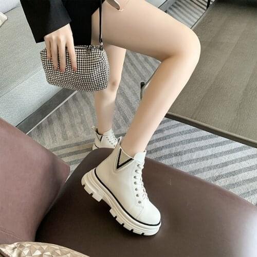 2021 new internally increased womens shoes autumn short boots spring and autumn single boots autumn and winter fashion laces