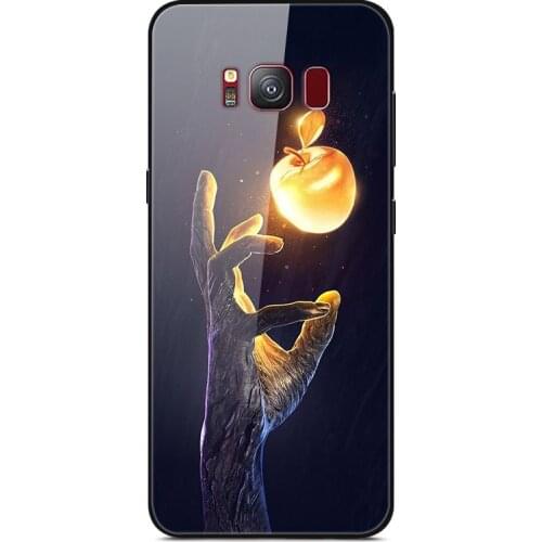 For Samsung Galaxy S8 Plus Phone Case Tempered Glass Case Back Cover With Black Silicone Bumper Series 3