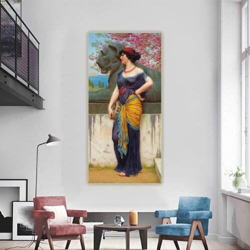 Citon John William Godward《In the Grove of the Temple of Isis》Canvas Art Oil Painting Artwork Picture Wall Decor Home Decoration