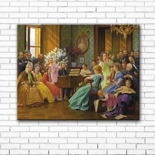 Classical court figure palace music party oil painting canvas printings printed on canvas home wall art decoration pictures