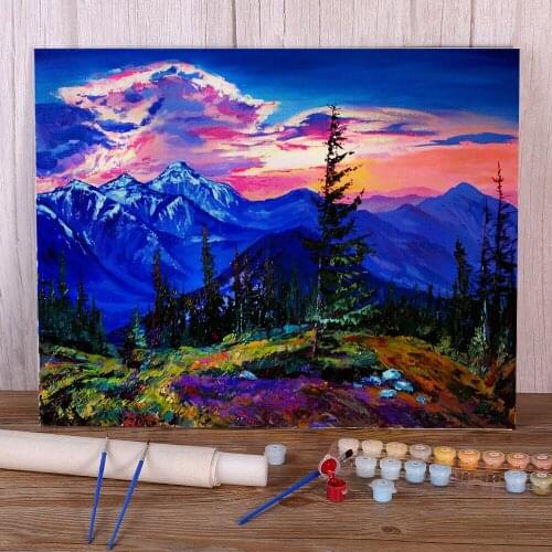 Landscape Autumn Evening DIY Painting By Numbers Complete Kit Acrylic Paints 40*50 Paiting By Numbers Decorative Art