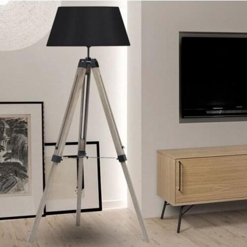 Tripod Floor Lamps Wooden Fabric Lampshade Tripod Standing Lamp For Living Room Bedroom Household Decoration Lighting Fixtures