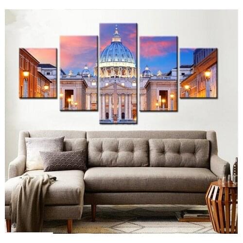 Wall Art Pictures HD Prints Poster Frame Modern Living Room Decor 5 Pieces Gorgeous Islamic Mosque Castle Canvas Painting