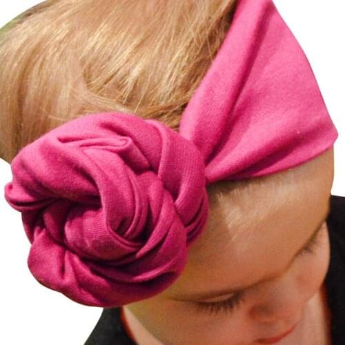Naturalwell New Flower head band elastic cotton Kids headwrap Floral bead turban Newborns shower gift Newborn headbands HB203D