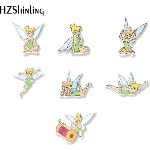 2021 New Kawaii Little Fairy Green Elves Tinker Bell Kawaii Tinkerbell Handcraft Epoxy Resin Brooch Badge Pins