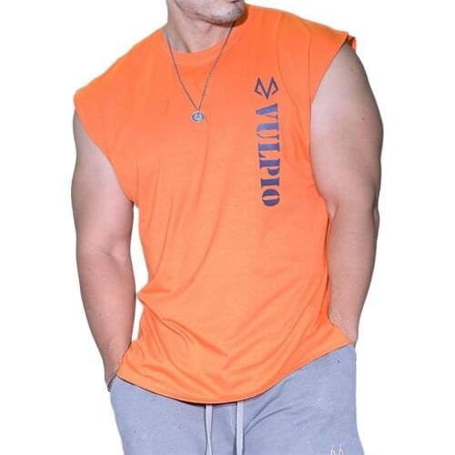 2021 New Gyms Bodybuilding Slim Shirts Sleeveless O-neck Cotton Tank Tops Men Summer Workout Fitness High Quality Clothing