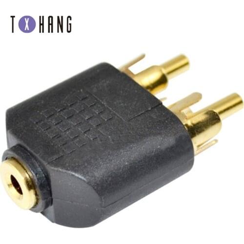 New 1PC Gold for Speaker Power Amplifier Plated 3.5mm Audio Stereo Jack Female To 2 RCA Male Audio Jack diy electronics
