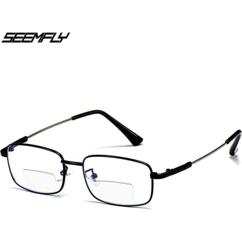 Seemfly Vintage Reading Glasses Men Women Anti Blue Light Titanium Alloy Presbyopia Eyewear Outdoor Traveling Goggle Eyeglasses