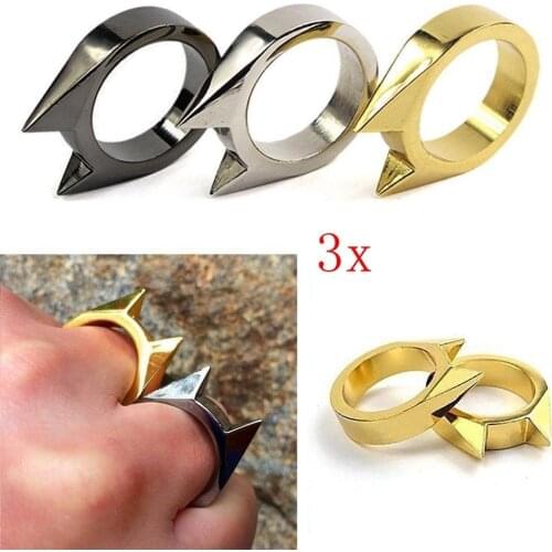Self-Defense Cat Ear Defense Portable Personal Protection Ring Jewelry Womens Anti-Wolf Mens Ring