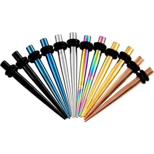 2Pcs Stainless Steel Titanium Anodized Ear Taper Expander Piercing Assorted Colors Ear Gauge Stretcher Body Jewelry 1.6mm-10mm