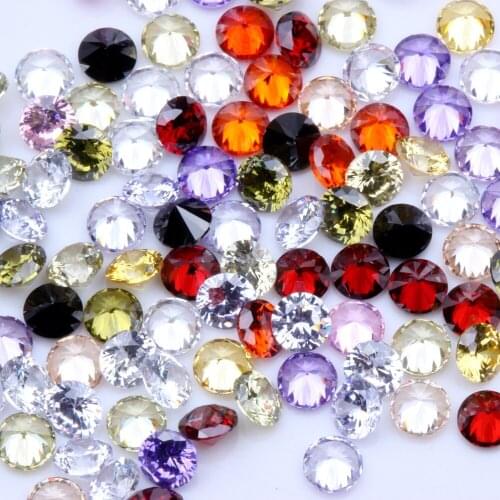 Mixed Colors 0.8-4mm 1000pcs AAAAA+ CZ Stone Round Cut Beads Cubic Zirconia Synthetic Gems For Jewelry