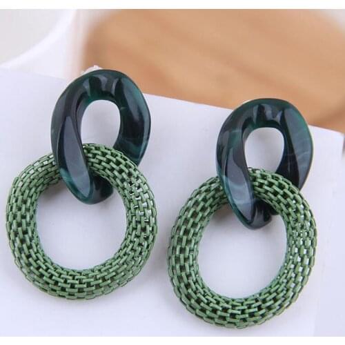 New Fashion Acrylic Chain Mesh Earrings For Women Double Circle Drop Earrings 2020 Brincos Statement Jewelry Female