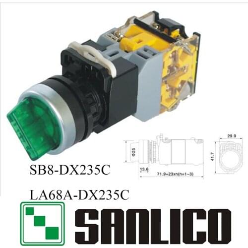 LED illuminated selector switch rotary switch knob switch two or three position standard handle SB8(LA68A LA38)-DX235C