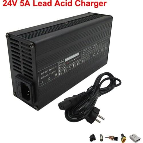 120W 24V 4A lead-acid Ebike battery charger 24 V 3A 5A Electric Bike Scooter Wheelchair Golf Car charger with Aluminum Housing