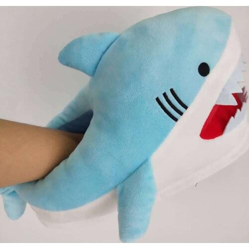 Unisex Warm Slippers House Shark Shoes Man Fluffy Slides Male Fuzzy Slippers Couples Blue Whale Home Soft Slippers