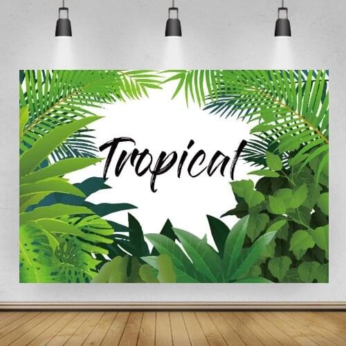 Tropical Jungle Forest Green Leaves Photography Backdrop Newborn Wild One Kids Birthday Cake Table Background Photographic