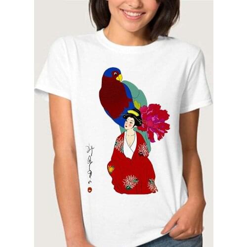 Ukiyoe T Shirt Femme Japanese Cartoon Anime Women Tshirt T-shirt Clothes Female Kawaii China Ladies Ancient Art Painting