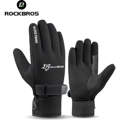 ROCKBROS Cycling Gloves Winter Thicken Windproof Silica Anti-slip Anti-shock Long Finger Ski Men Women Motorcycle Bicycle Gloves