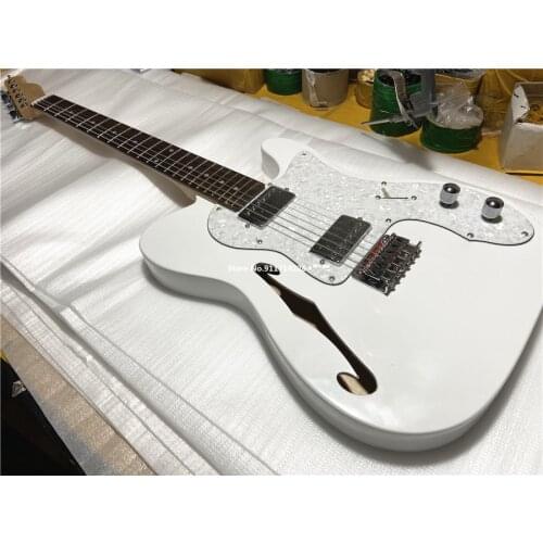 High quality classic white F-hole jazz electric guitar fixed bridge closed pick-up free shipping