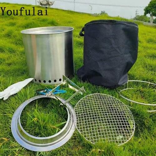 Yjj Korean 32.8cm New Extra Large Outdoor Wood Burning Camp Stove Barbecue Stove Camping Wood Stove Picnic Factory Japan Stove
