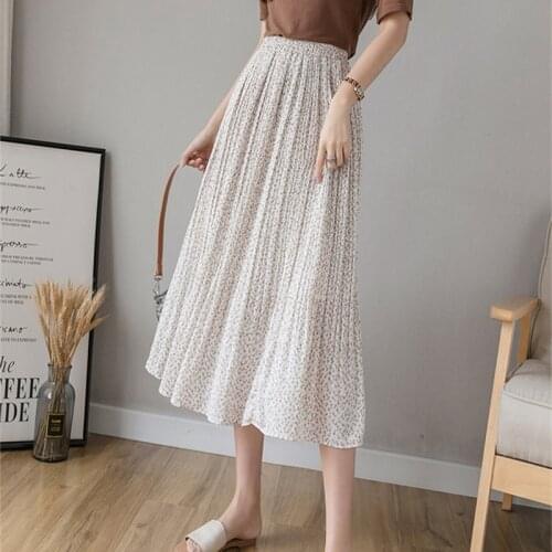 Womens Skirt Vintage Clothes Long Skirts White Harajuku Summer High Waist Streetwear 2021 Fashion flowy Spring Elastic Chiffon