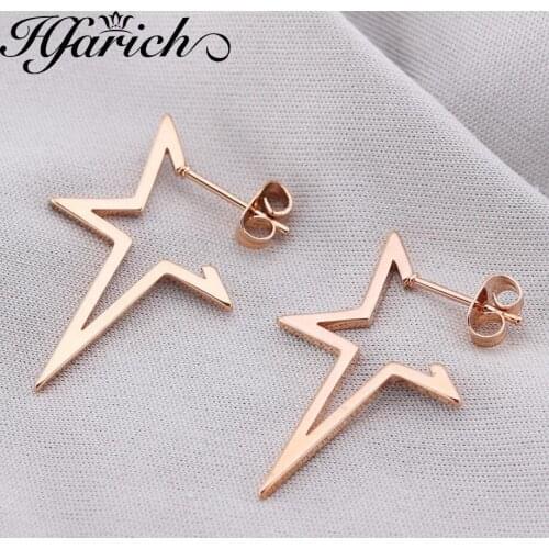 Hfarich Simple Star Earrings Stainless Steel Geometric Stud Earring Women Fashion Earings Jewelry Wedding Party Gift Wholesale