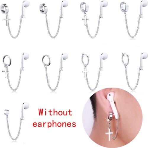 1PC Anti-Lost Ear Clip Chains For Bluetooth Earphone Holders Accessories Titanium Steel Earrings For Women Men Ins Punk Style