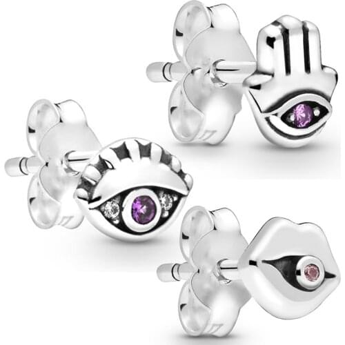 1 PC Crystal Hamasa Hand of Fatima Earring Studs Mouth Evil Eyes Earrings Fashion Jewelry 2021 Christmas Earrings for Women Gift