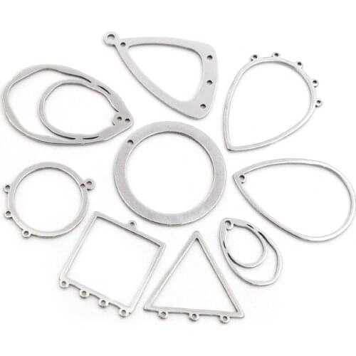 10pcs/lot 316 Stainless Steel Charms Geometry Metal Stamping Blanks DIY Porous Connector Pendant Necklace Earring Accessories