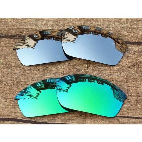 Vonxyz 2 Pairs Chrome Mirror & Jade Mirror Polarized Replacement Lenses for-Oakley Flak Jacket Frame