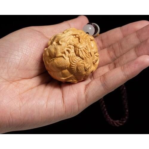 4.5CM Zodiac Fitness Ball Hand Toy Animal Sculpture Boxwood Play with Male Objects Solid Wood Lucky Balls Small Pendant