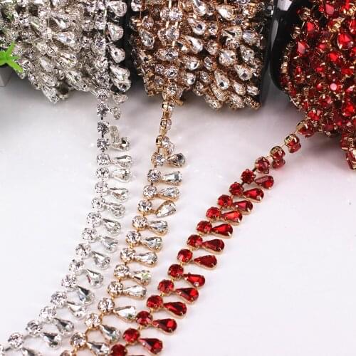 5 yard/roll Greem Glass Elegant Rhinestone Trimming Bridal Dress Garment Sewing Style DIY Fashion accessories Rhinestone Chain