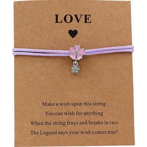 7 colors Rhinestone flower Charm Rope Bracelet beaded chain Jewelry for girlfriend mom sister birthday gift fashion jewelry