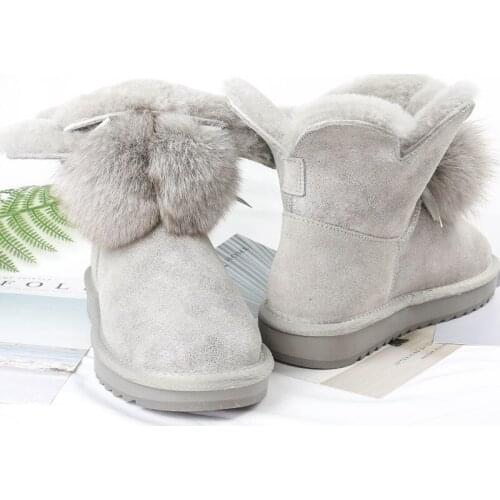 2020 brand new genuine leather ladies 100% wool snow boots classic mini fringed ankle boots winter shoes free shipping