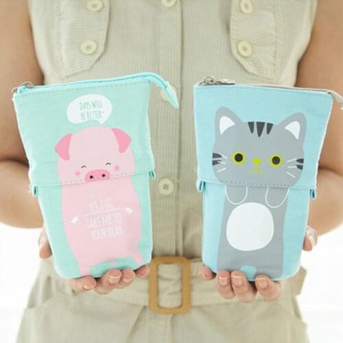 Flexible Big Cat Pencil Case Kawaii High Capacity Pencil Box School Supplies Stationery Gift School Cute Pencilcase Pencil Bag