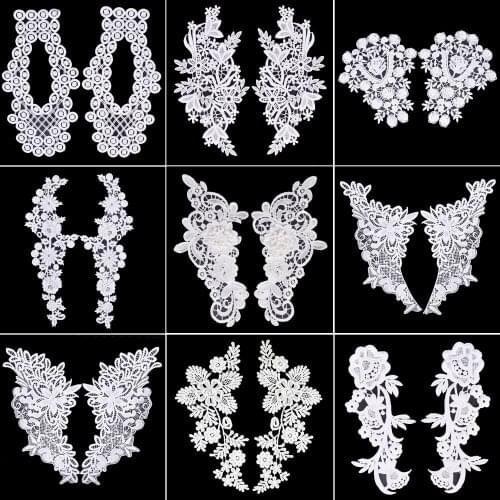 Black White Floral Embroidered Lace Fabric DIY Apparel Sewing Neckline Collar Tape Dress Patch Clothing Decoration